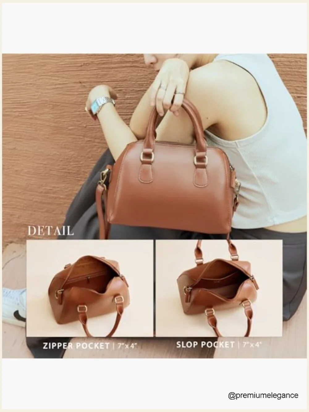 Vegan Leather Boston Bag Vintage Top Handle Satchel Purse Shoulder Handbag